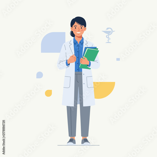 Professional Woman Doctor Holding Medical Folder Confidently Smiling Bright