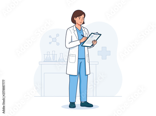 Professional Medic Conducting Research And Documenting Findings In Laboratory Setting