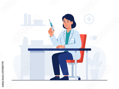 Professional Medical Illustration of a Doctor Holding a Syringe