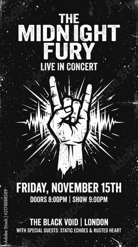 Rock Concert Live Music Poster with Raised Fist