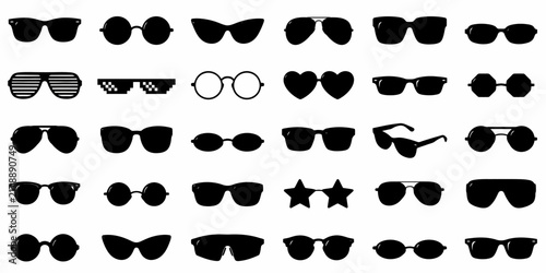 Foto Sunglasses vector collection, modern vintage styles, fashionable eyewear silhoue