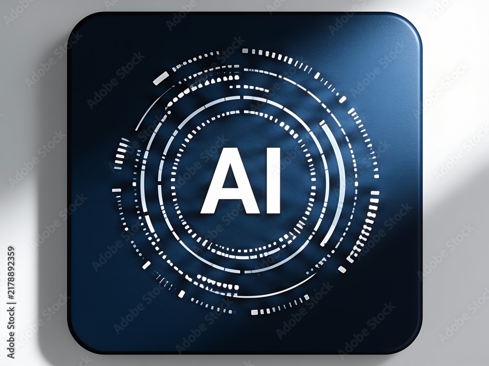 Obraz premium Ai none, in digital interface, with AI text, circular design, with digital texture, from a frontal view perspective, with blue