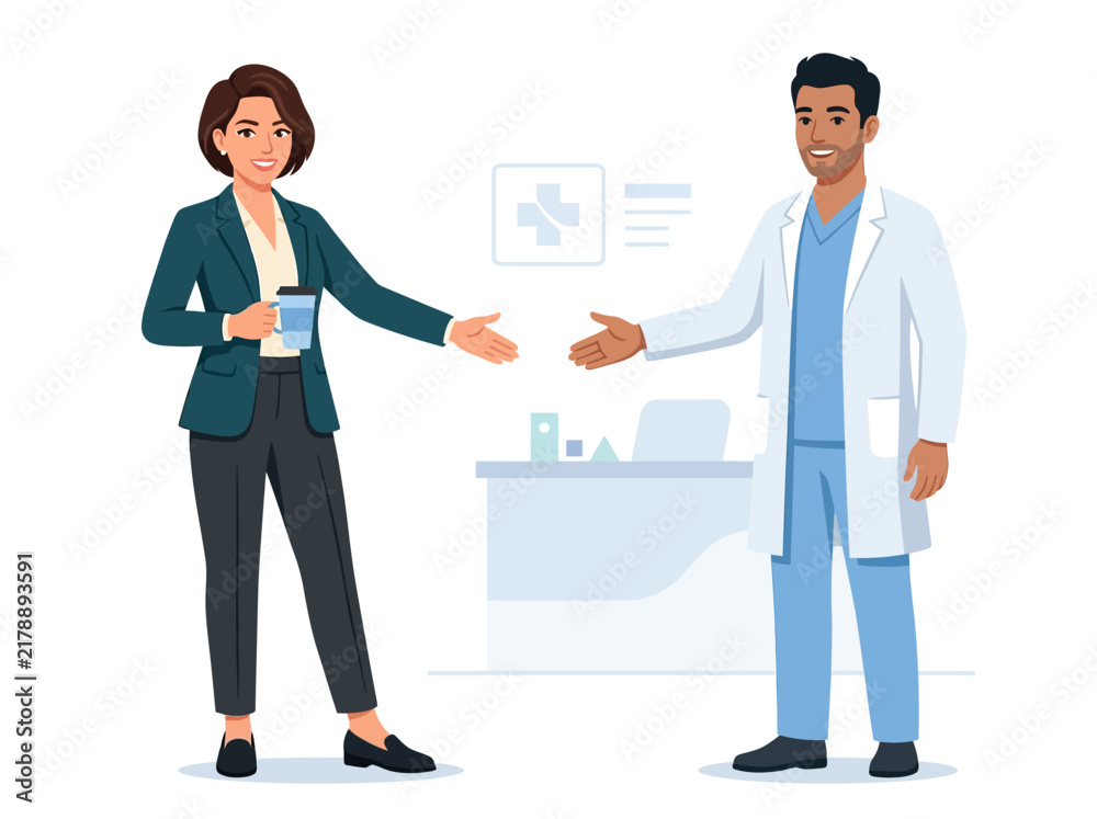 Fototapeta premium Professional Collaboration Between Business Professional And Doctor In Clinic