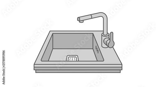 Minimalist Vector Illustration of a Modern Kitchen Sink