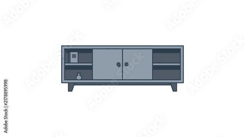 Minimalist Vector Illustration of a Modern Living Room Sideboard