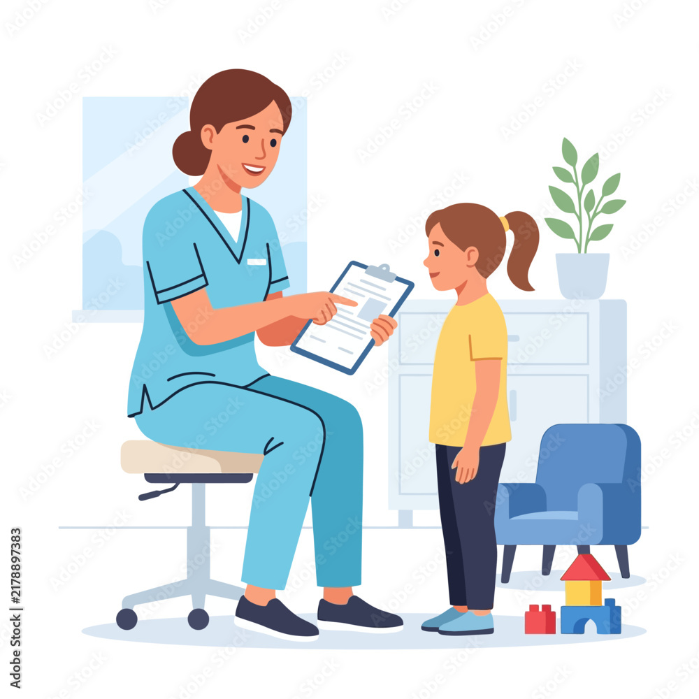 Obraz premium Pediatrician Consults With Young Patient Discussing Health And Development