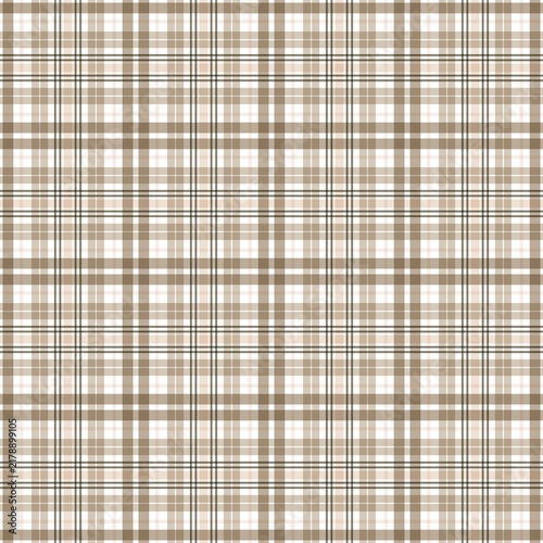 Brown and Beige Plaid Seamless Pattern Geometric Tartan Vector Background