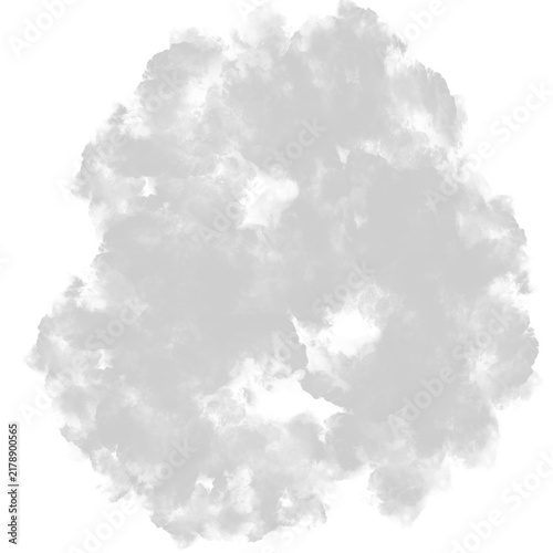 Dense White Smoke Cloud Overlay on Transparent Background.
