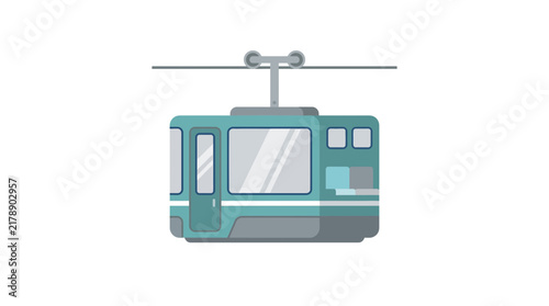 Animated Funicular Cable Car Isolated on Transparent Background