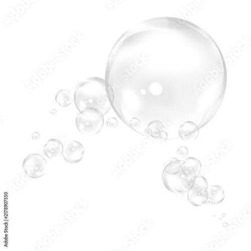 Transparent Bubble Cluster Isolated on Background.