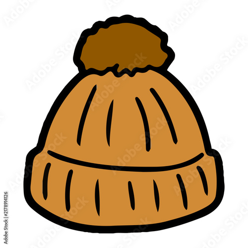 Brown Hand Drawn Beanie Hat