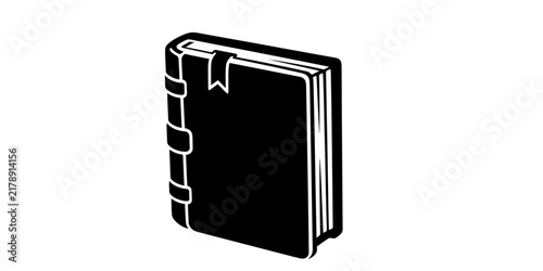 Black silhouette of a closed book with a bookmark, symbolizing knowledge and education