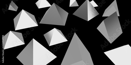 Fotografie Metallic silver pyramids rendered in 3D, symbolizing technology and sophisticati