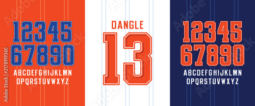 Fototapeta Dangle 13: Classic retro concept number. Baseball sport inspiration design. Composed numbers jersey vector illustration.
