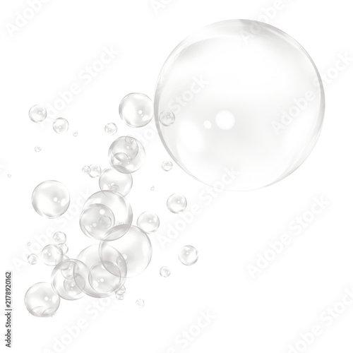Transparent Bubble Composition with Large Floating Sphere.