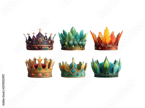 Colorful Fantasy Crowns Set with Gemstone Details