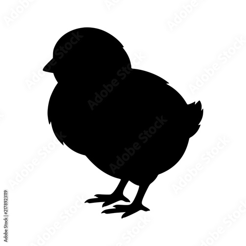 Chick silhouette standing vector illustration, Chick silhouette illustration