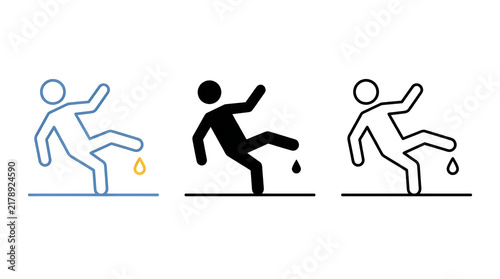 Person slipping on wet floor icon