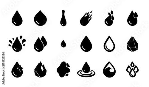 Trendy Water Drop Icon Set with Modern Flat Vector Symbols