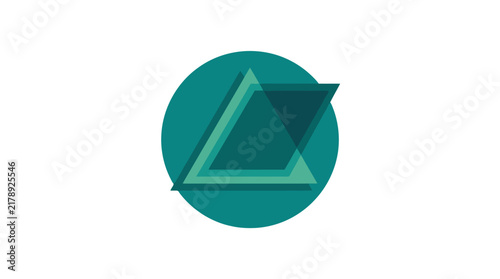 Clean Modern Minimalist Geometric Design with Gradient Triangle Inside a Circle in Teal and Mint Colors
