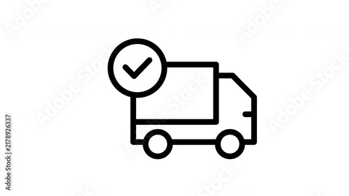delivery truck checkmark shipping logistics vector animation loop motion graphic e-commerce
