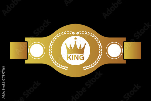 Boxing Championship Belt Icon, Champion belt icon, golden and back Boxing Championship Belt Icon