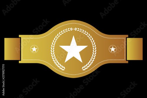 Boxing Championship Belt Icon, Champion belt icon, golden and back Boxing Championship Belt Icon