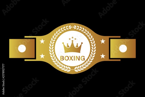 Boxing Championship Belt Icon, Champion belt icon, golden and back Boxing Championship Belt Icon