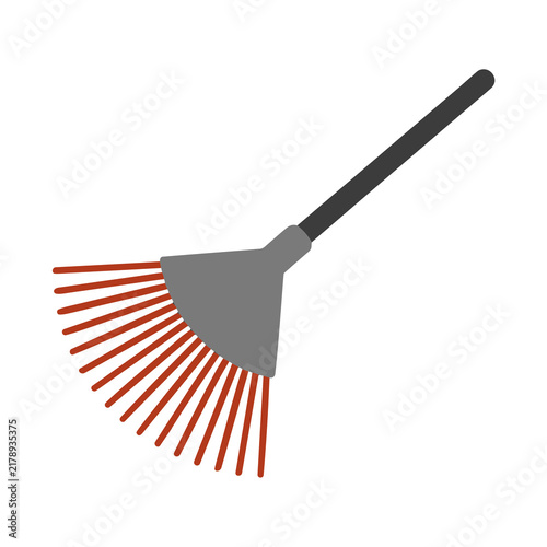 Obraz na płótnie Garden rake with red tines and gray head