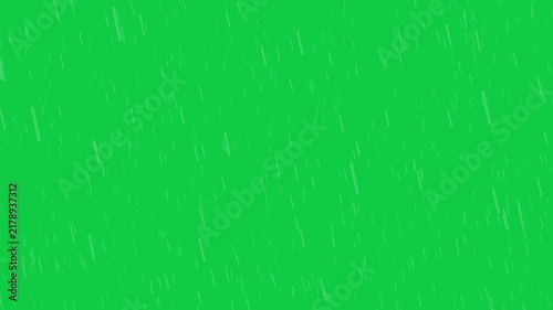 Heavy Rain Wall Falling in Front of Camera on Green Screen with Splashing Droplets and Seamless Loop