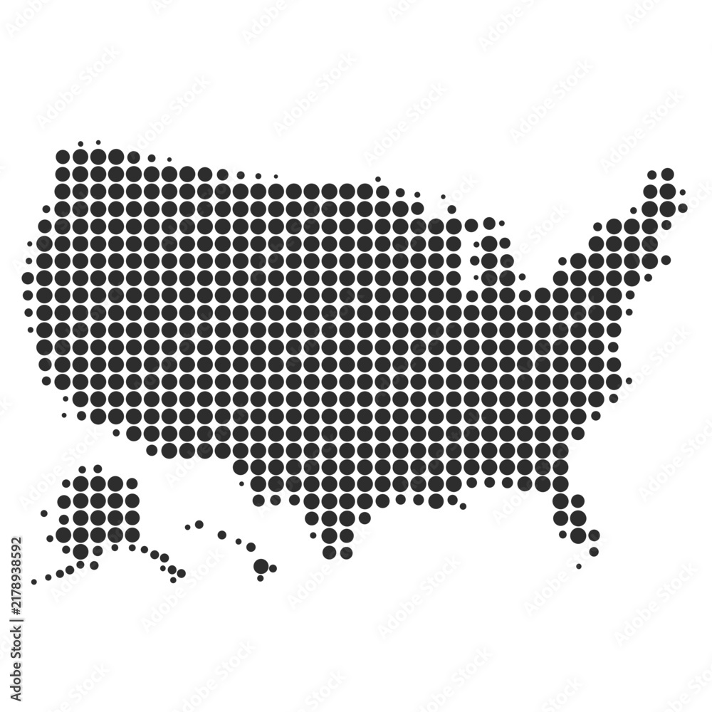Fototapeta premium Halftone Dotted United States Map Minimalist Vector Illustration