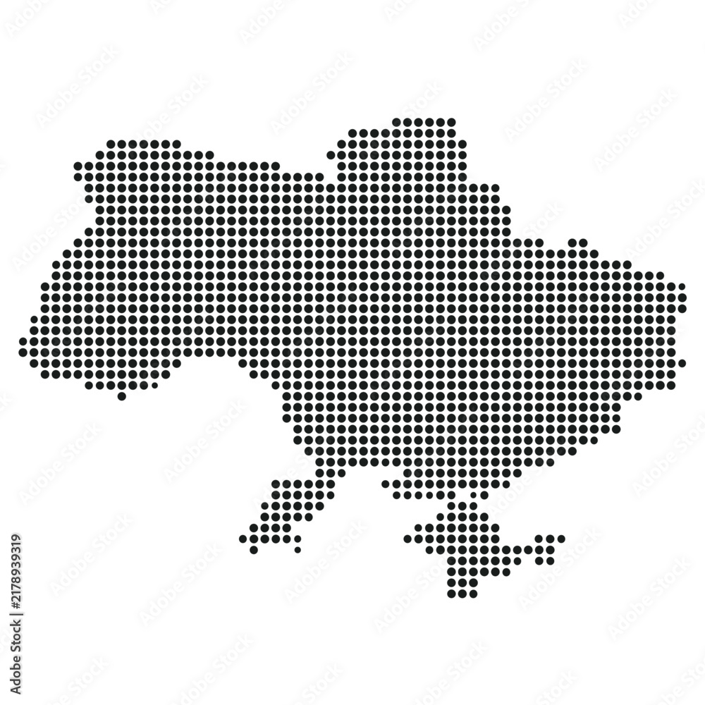 Obraz premium Dotted map of Ukraine minimalist black circle pattern vector illustration