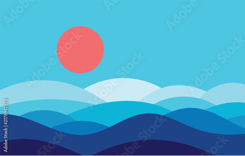 Design background blue wave ocean lake japan unique