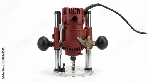 Plakat w ramie Compact Red Drill Press with Stand and Drill Bit