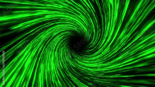 A mesmerizing video of a swirling green tunnel with vibrant neon lights