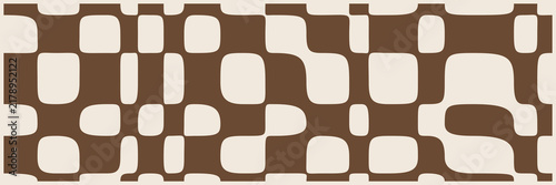 Abstract geometric rounded square pattern in umber brown, wide banner