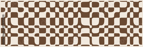 Seamless abstract geometric grid pattern in umber brown, wide banner