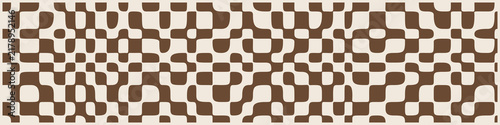 Checkerboard grid pattern in umber brown, panoramic banner