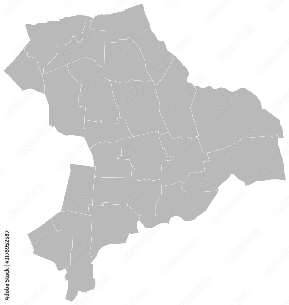 Fototapeta premium Hackney, London, United Kingdom – administrative vector map with ward boundaries (Web Mercator projection, PPT-compatible & fully editable)