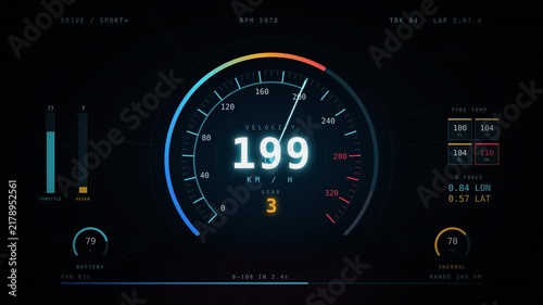 Speedometer isolated on black in futuristics concept 