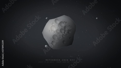 Meteoroid rock in dark background for learning science astronomy 