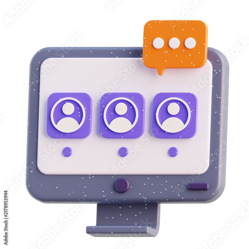 3d Illustration of Video Conference Online Meeting