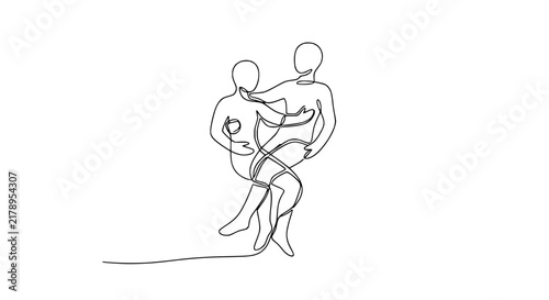 Abstract Couple Dancing Line Art Isolated Transparent Background
