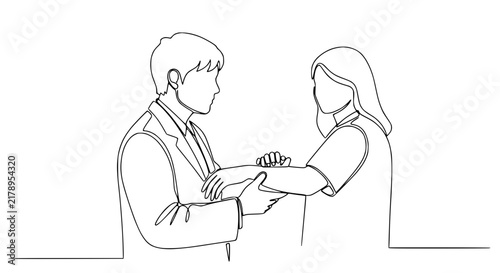 Doctor Examining Patient's Arm in Continuous Line Art Style
