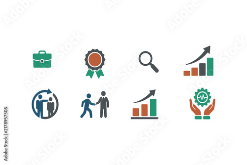 Business Concept Icons Representing Work Growth And Success
