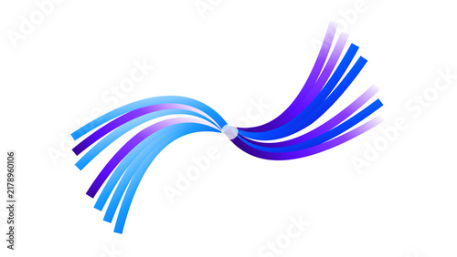 Blue and purple curved lines radiate from a central point.