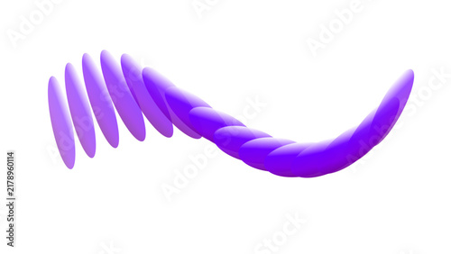 Oval shapes twist into a curved purple three-dimensional wave pattern.