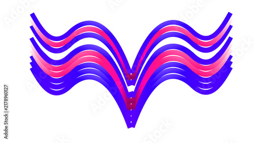 Wavy pink and blue lines form a symmetrical undulating pattern on white.