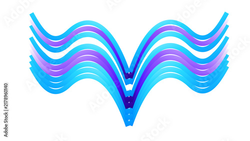 Wavy lines in blue and purple shades form a symmetrical abstract pattern.