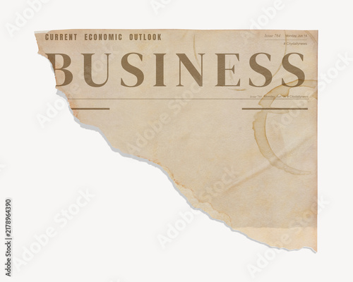 Fotografie Ripped business newspaper, vintage publishing design